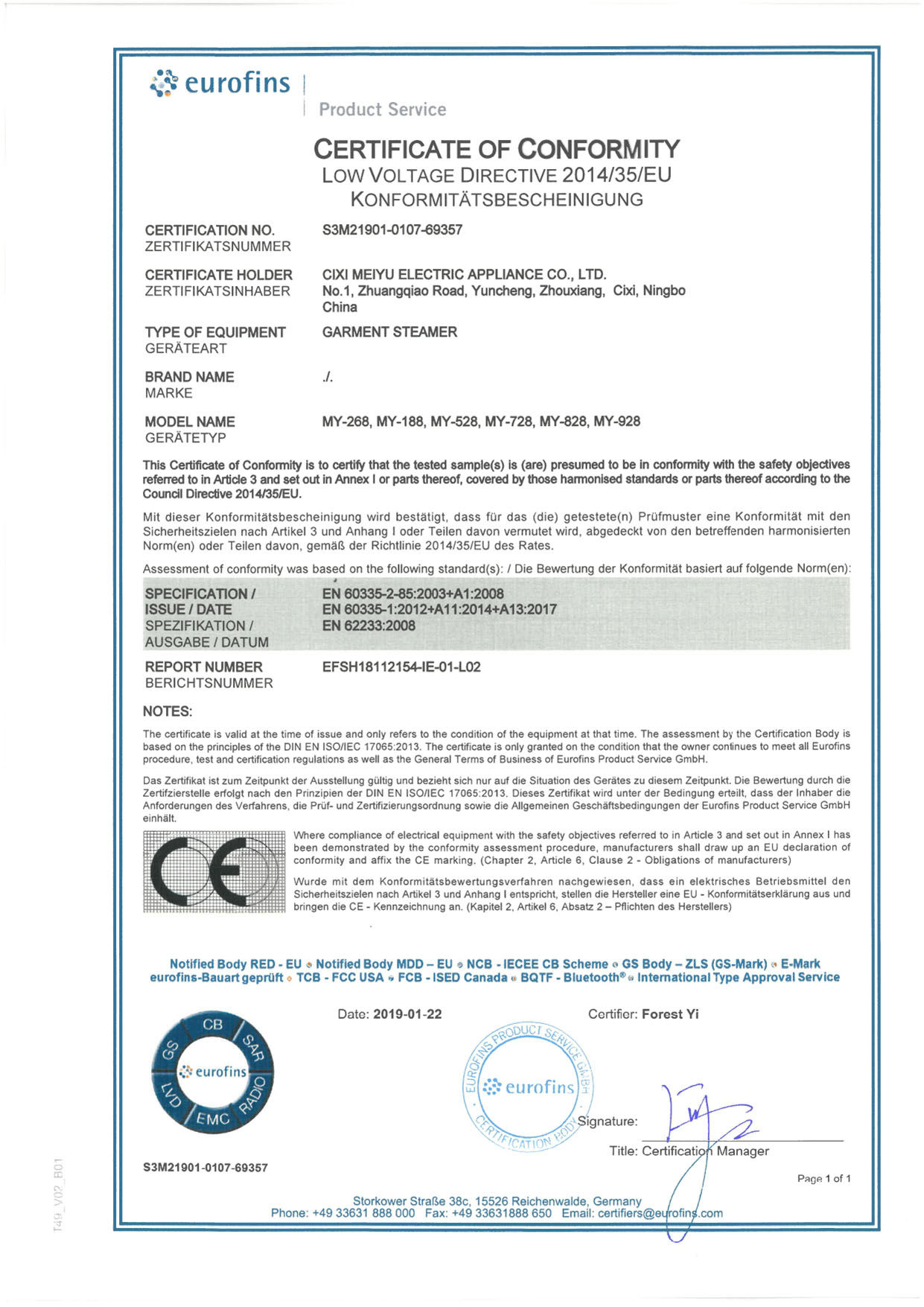 LVD sertifikaat S3M21901-0107-69357_LVD CoC